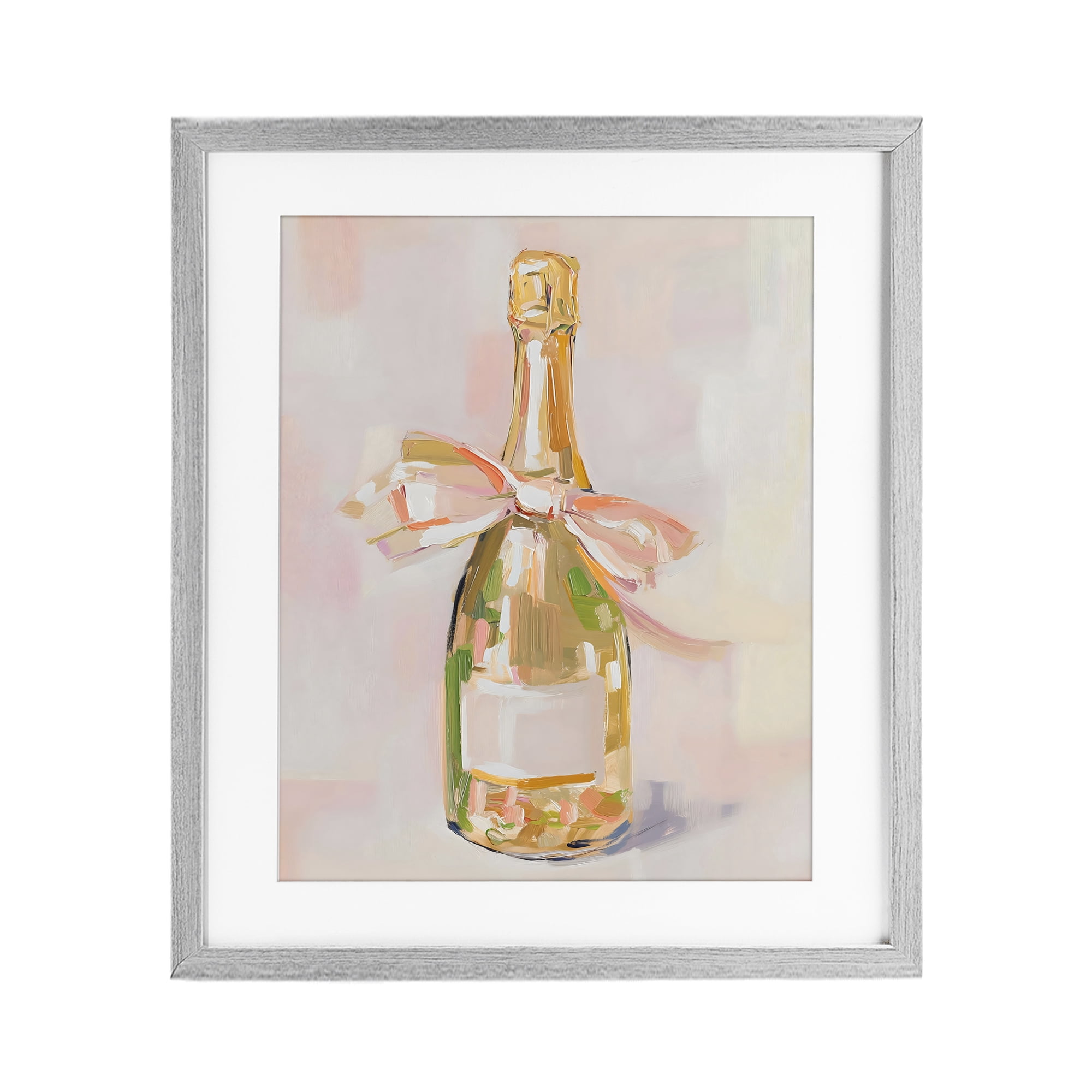 Stupell Industries Pink Champagne Celebration Gray Framed Print Under Glass, design by The Prints Vibe