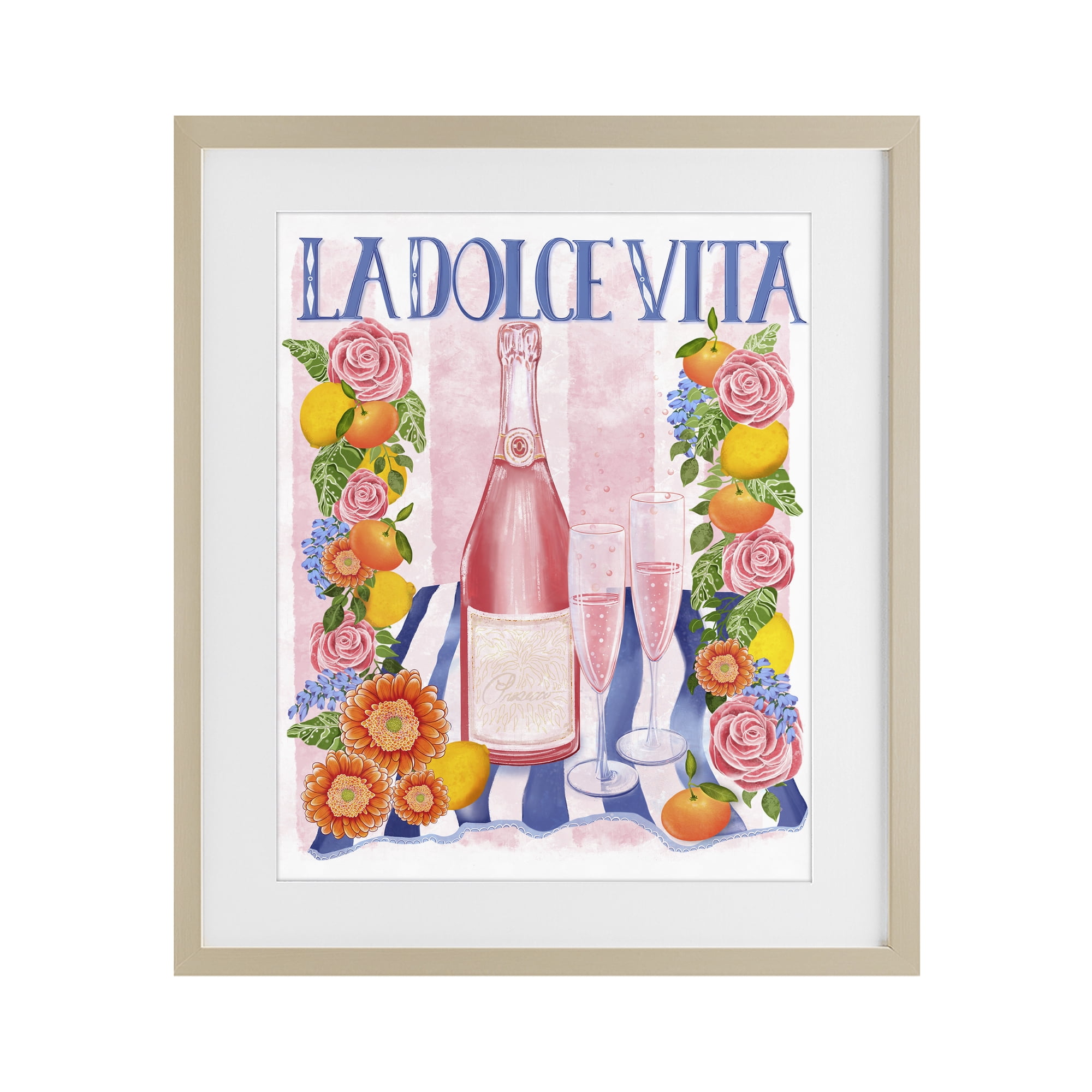 Stupell Industries Pink Champagne Picnic Birch Framed Print Under Glass, design by Lori Mosley