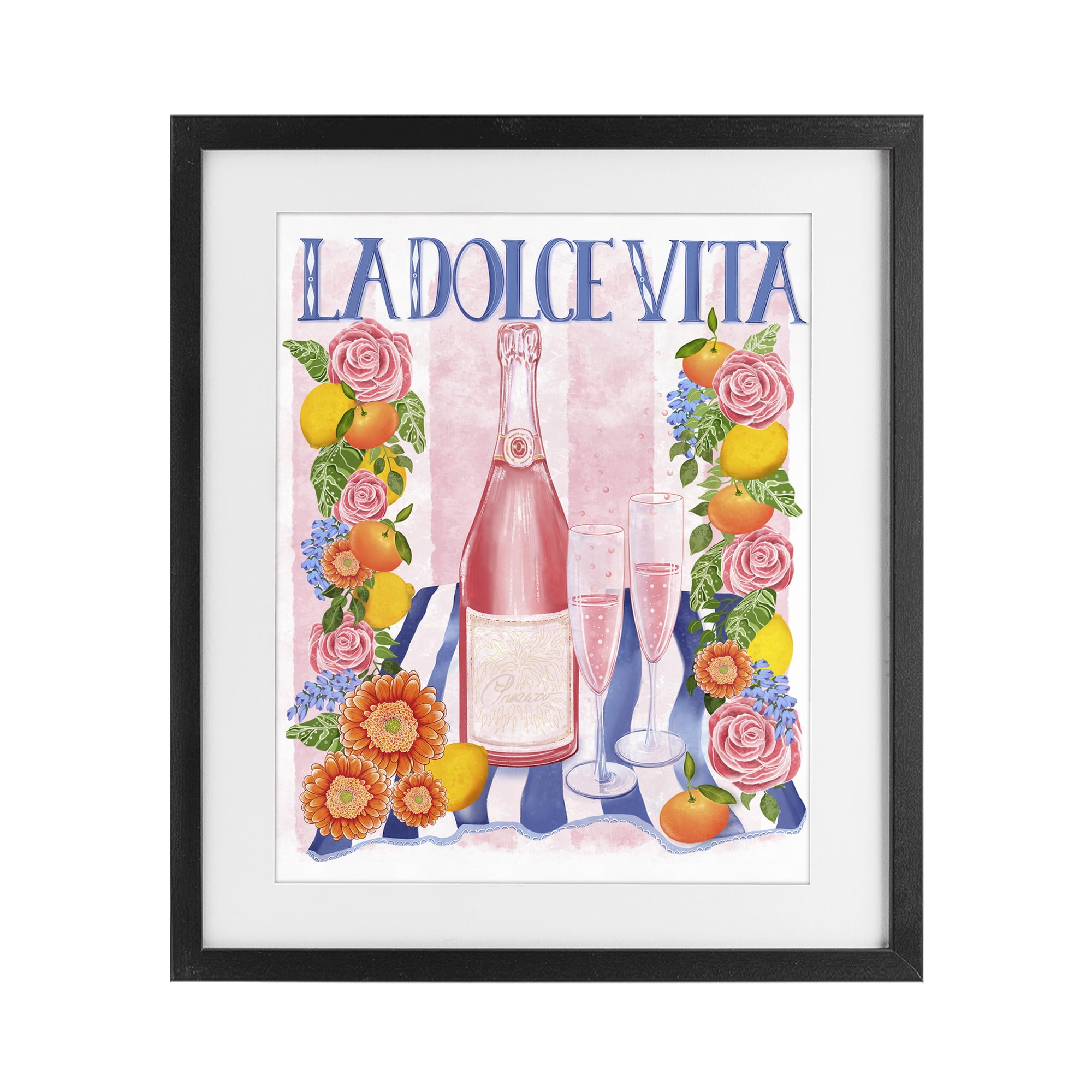 Stupell Industries Pink Champagne Picnic Black Framed Print Under Glass, design by Lori Mosley