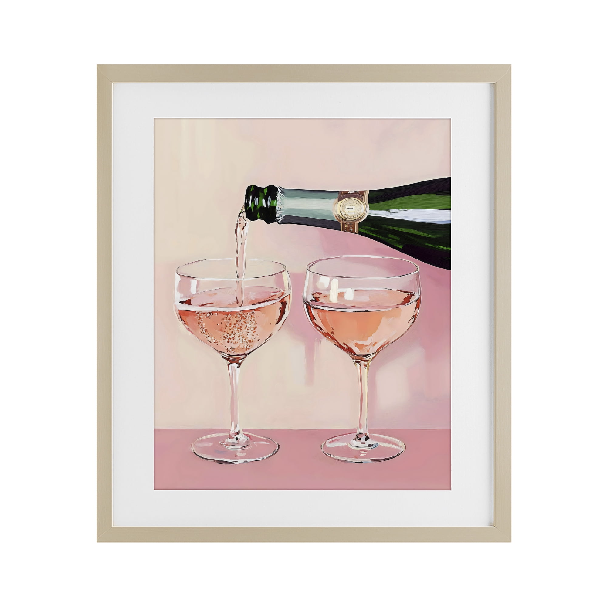 Stupell Industries Pink Champagne Toast for Two Birch Framed Print Under Glass, design by The Prints Vibe