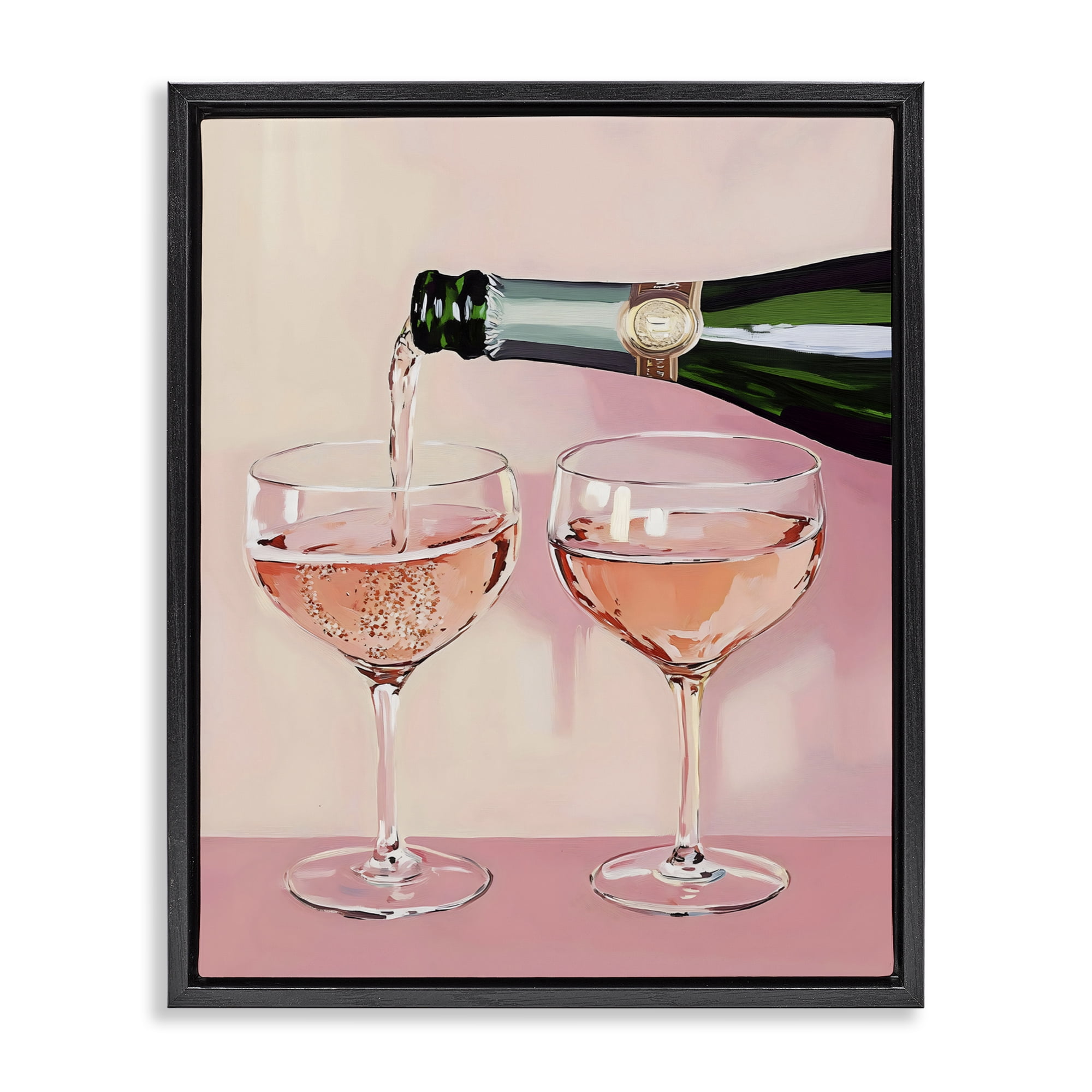 Stupell Industries Pink Champagne Toast for Two Black Framed Floater Canvas Wall Art, design by The Prints Vibe