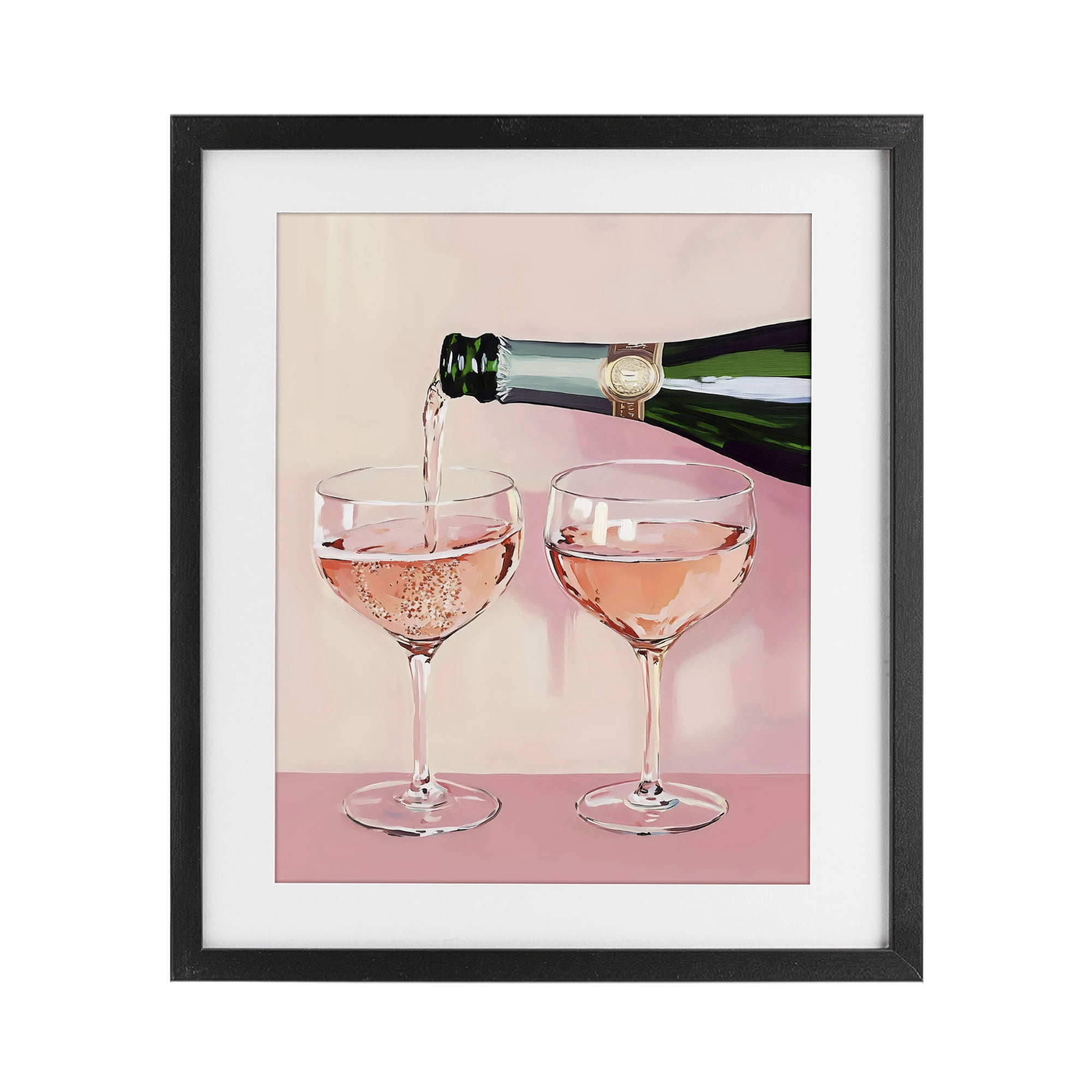 Stupell Industries Pink Champagne Toast for Two Black Framed Print Under Glass, design by The Prints Vibe