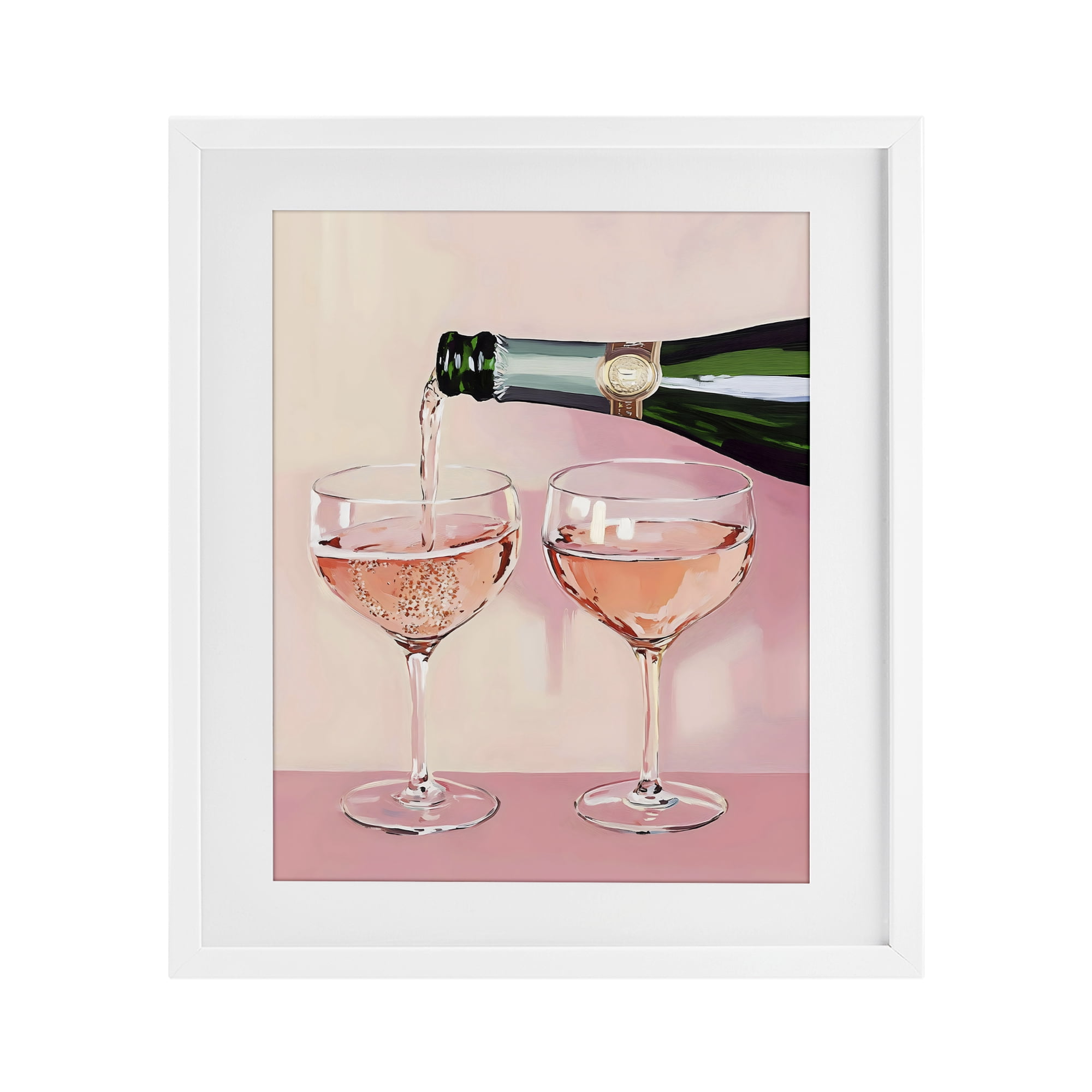 Stupell Industries Pink Champagne Toast for Two White Framed Print Under Glass, design by The Prints Vibe