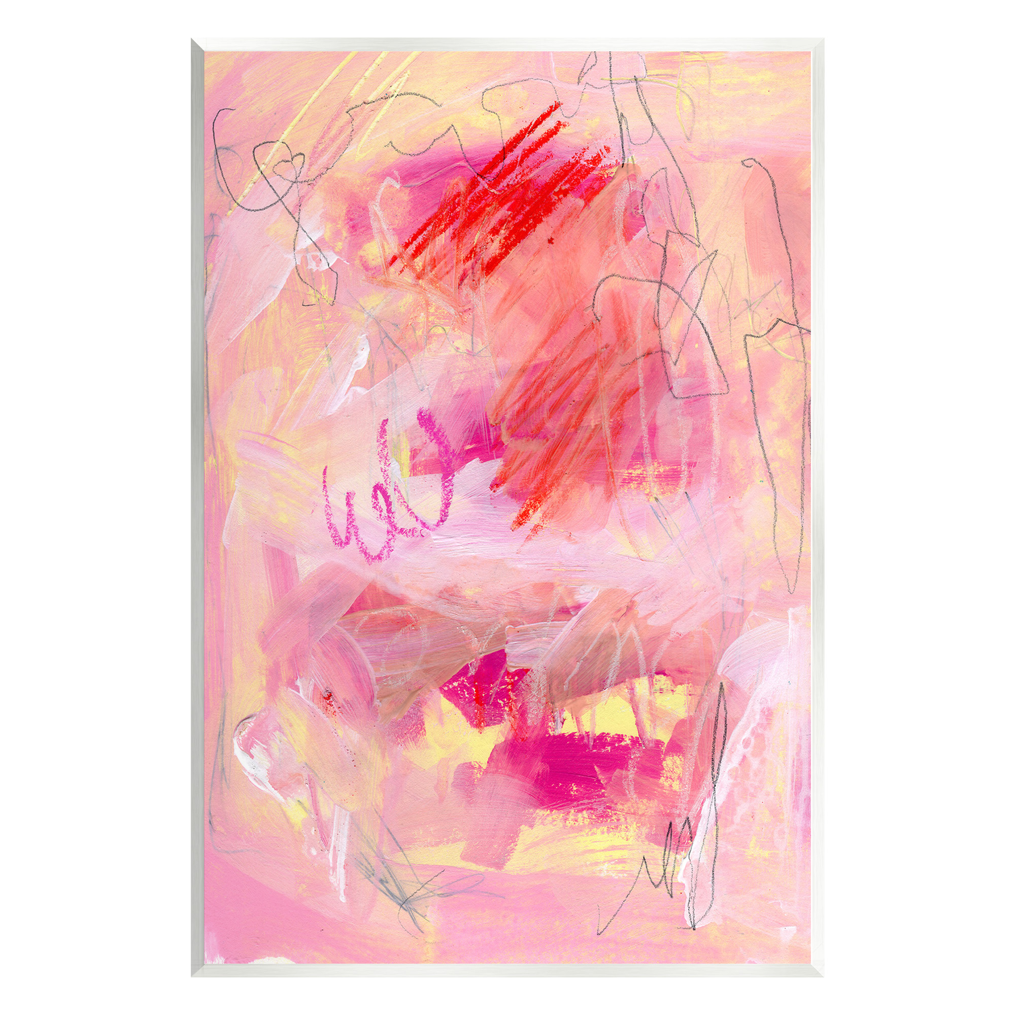 Stupell Industries Pink Chaotic Scribble Abstract Painting Unframed Art Print Wall Art, 10 x 15