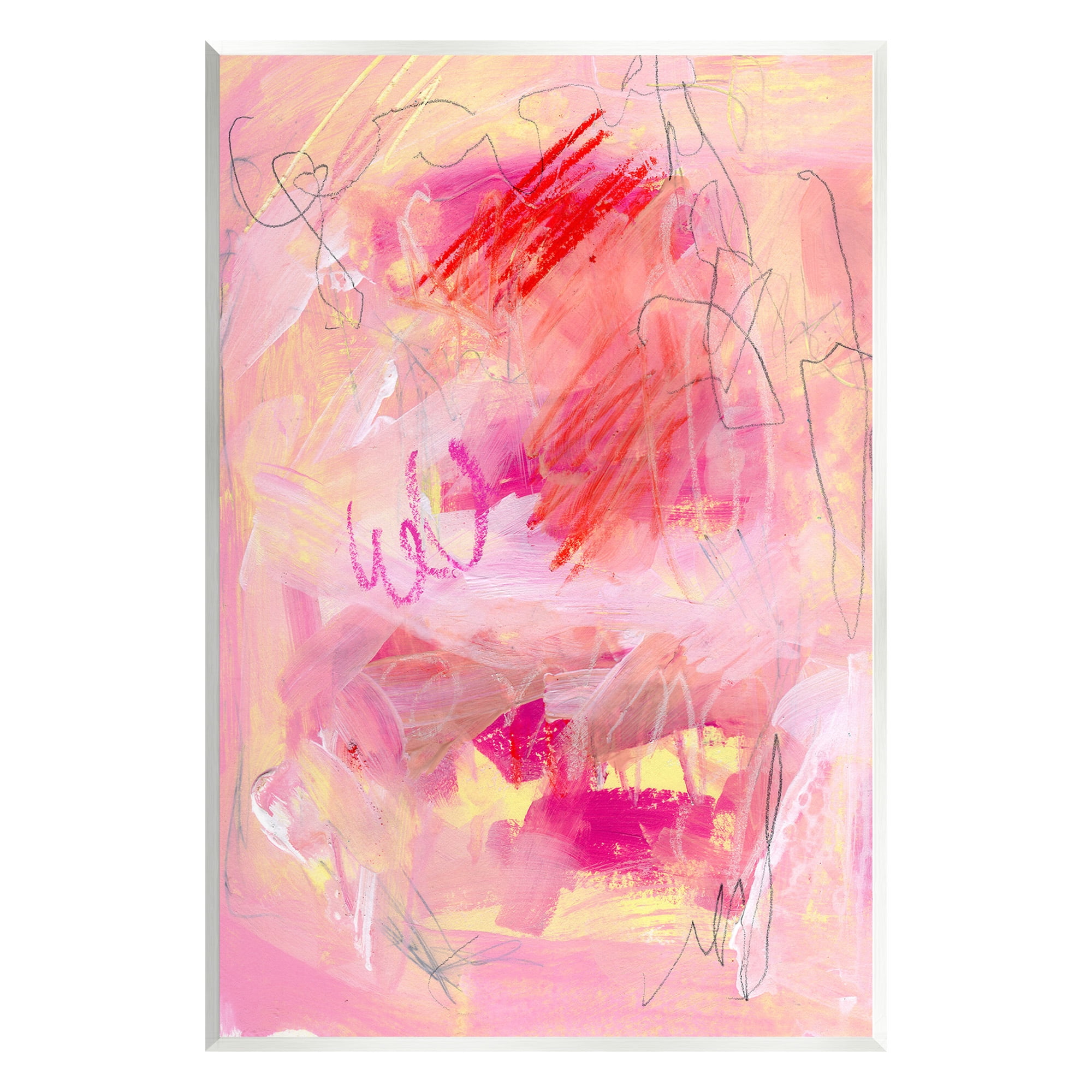 Stupell Industries Pink Chaotic Scribble Abstract Painting Unframed Art Print Wall Art, 13 x 19