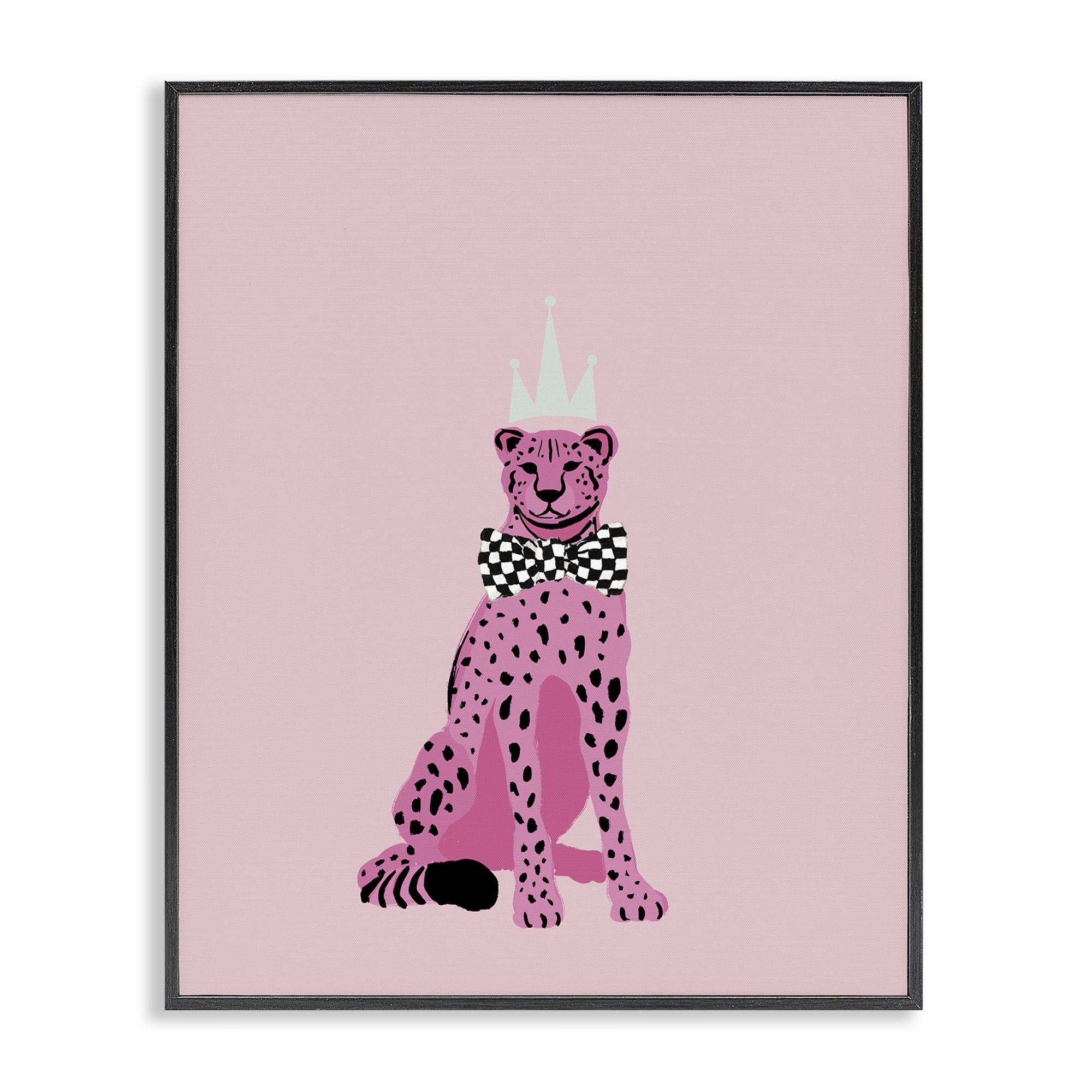 Stupell Industries Pink Cheetah King Animals Painting Black Framed Art Print Wall Art, 24 x 30