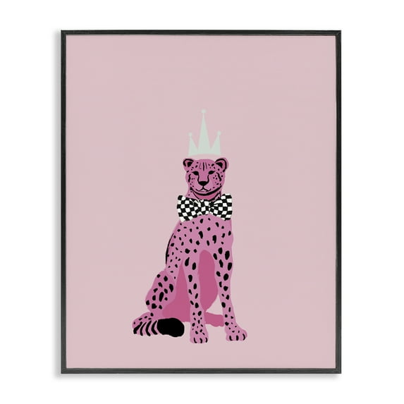 Stupell Industries Pink Cheetah King Animals Painting Black Framed Art Print Wall Art, 24 x 30