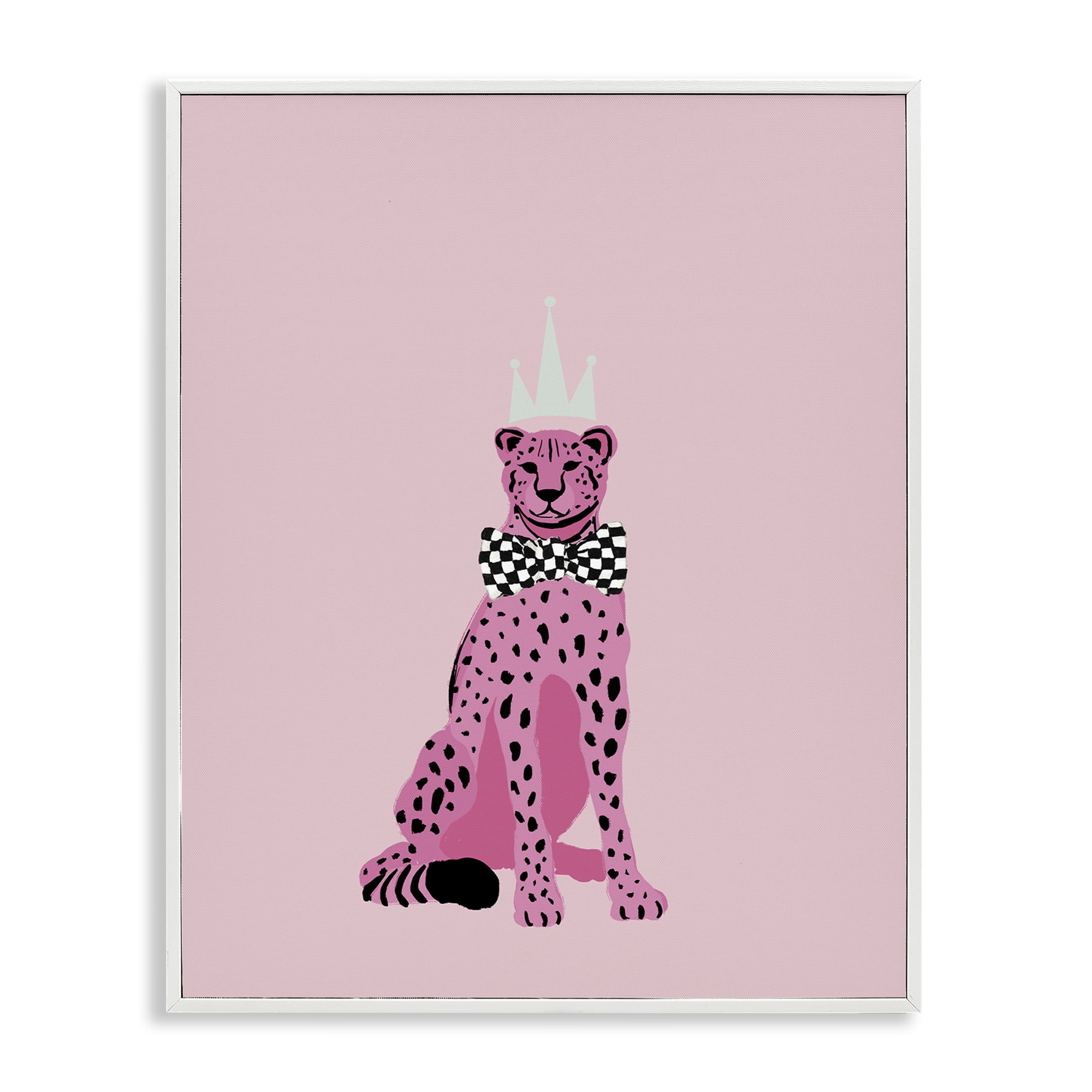 Stupell Industries Pink Cheetah King Animals Painting White Framed Art Print Wall Art, 24 x 30