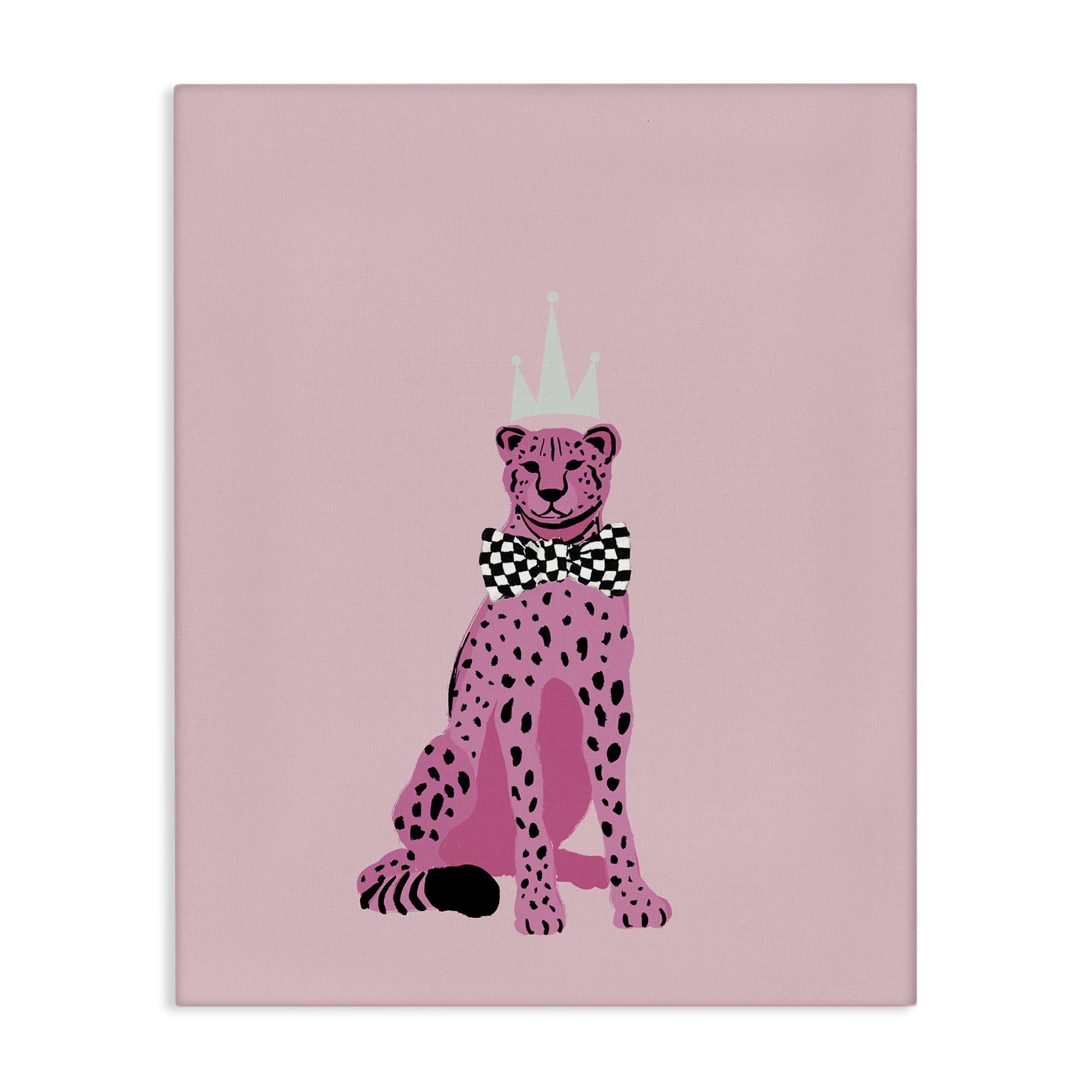 Stupell Industries Pink Cheetah King Animals Painting Wrapped Canvas Art Print Wall Art, 36 x 48