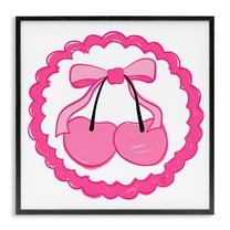 Stupell Industries Pink Cherries & Bow Food & Beverage Painting Black Framed Art Print Wall Art, 12 x 12