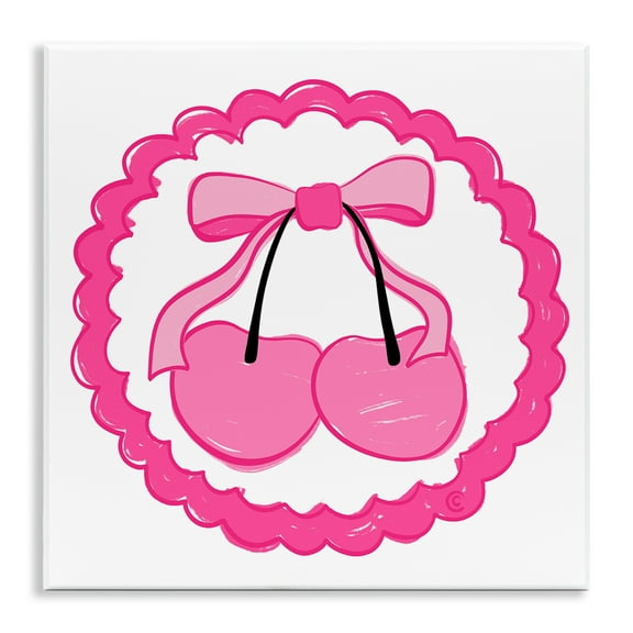 Stupell Industries Pink Cherries & Bow Food & Beverage Painting Unframed Art Print Wall Art, 12 x 12