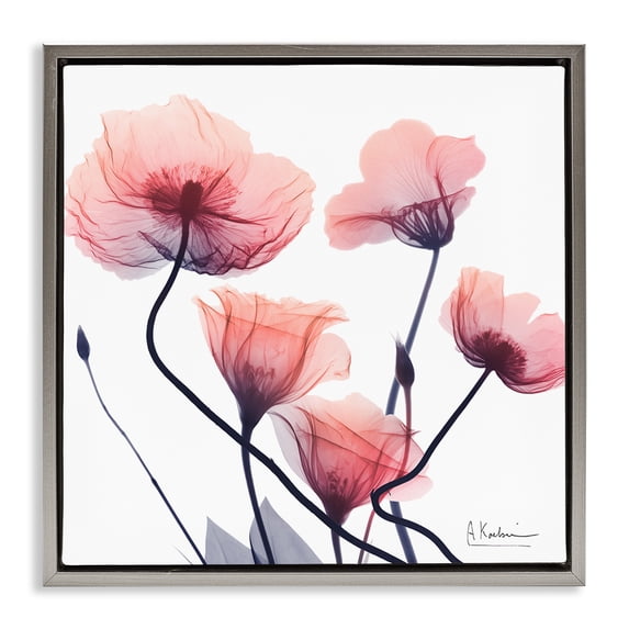 Stupell Industries Pink Chic Simple Flowers Floral Photography Gray Floater Framed Canvas Art Print Wall Art, 18 x 18