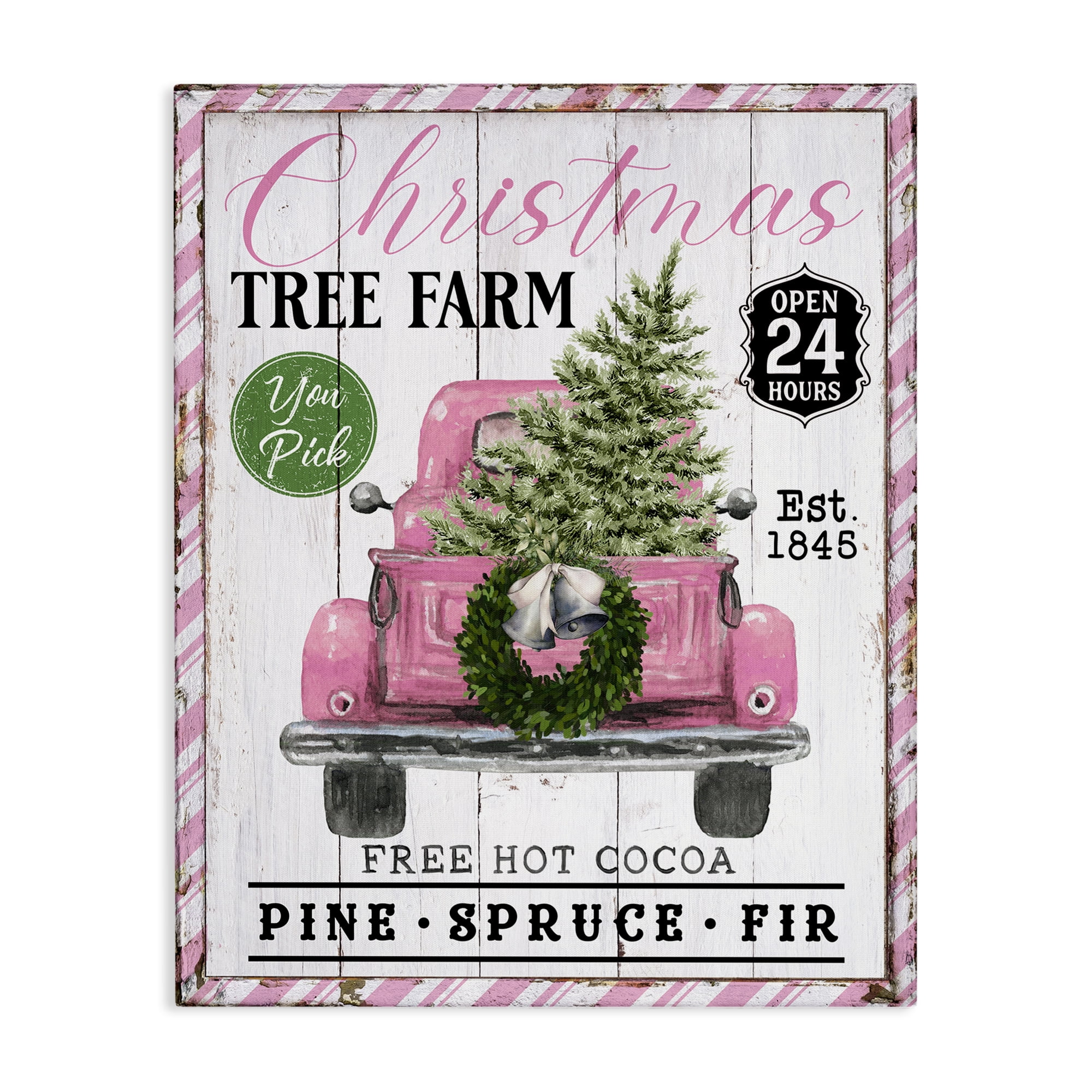 Stupell Industries Pink Christmas Tree Farm Holiday Painting Gallery Wrapped Canvas Art Prints Wall Art, 16 x 20