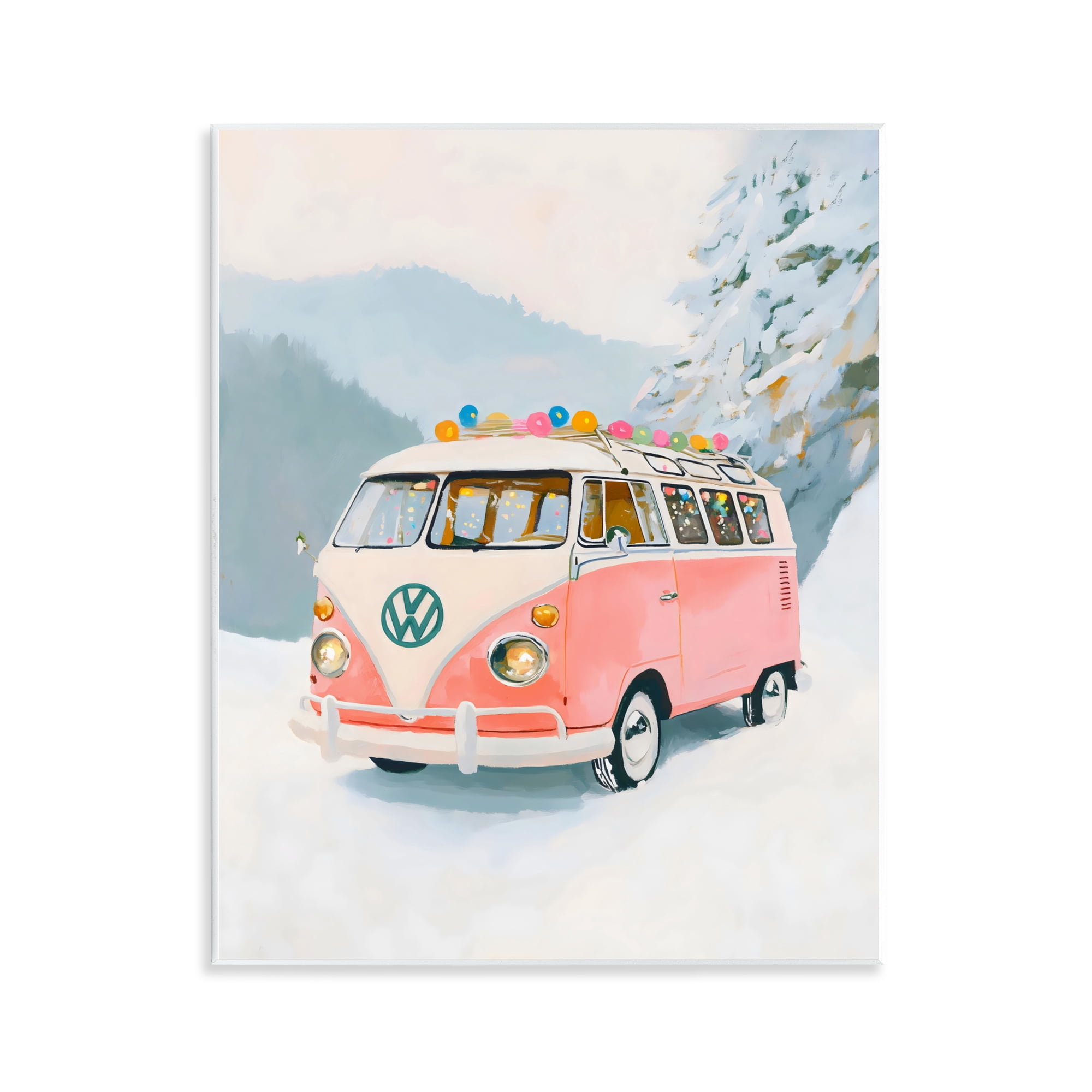 Stupell Industries Pink Christmas Van in Snow Wall Plaque Art, design by The Prints Vibe
