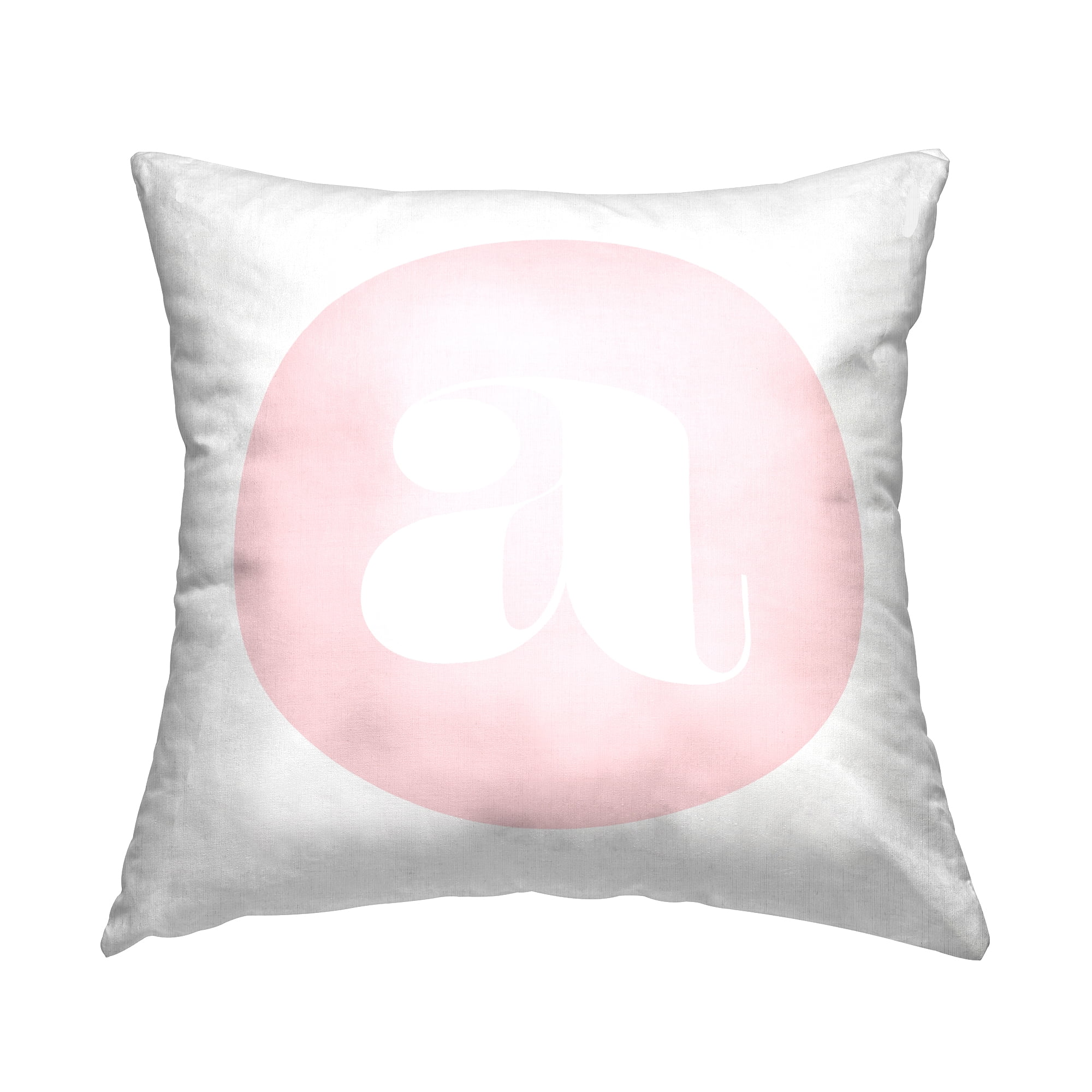 Stupell Industries Pink Circle Letter A Square Decorative Printed Throw Pillow, 18 x 18