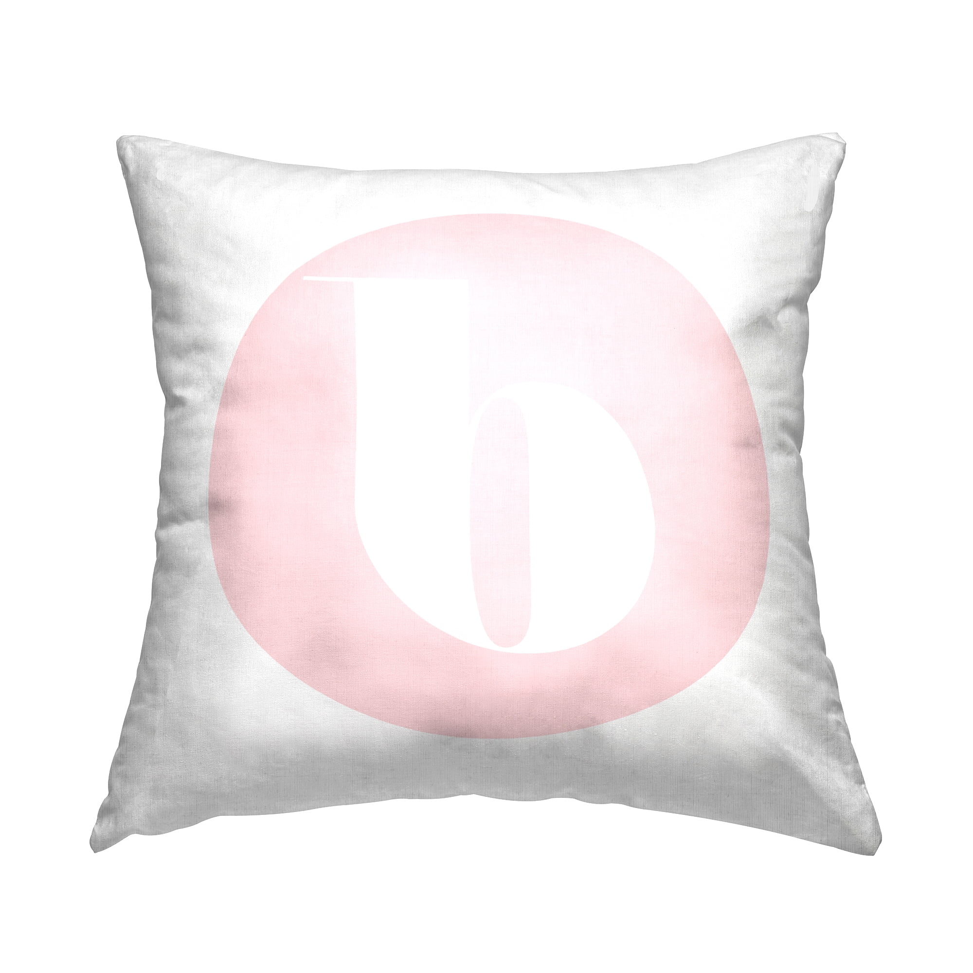 Stupell Industries Pink Circle Letter B Square Decorative Printed Throw Pillow, 18 x 18