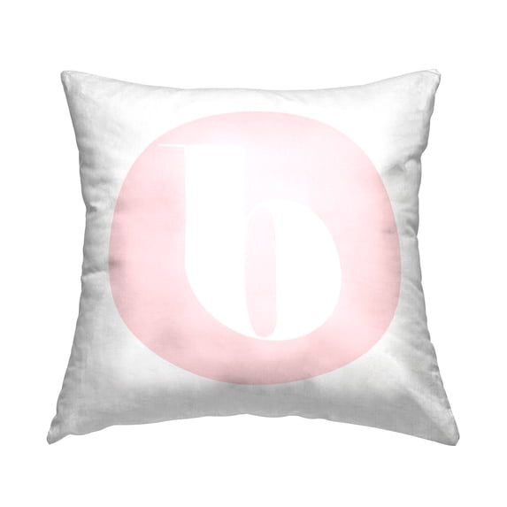 Stupell Industries Pink Circle Letter B Square Decorative Printed Throw Pillow, 18 x 18