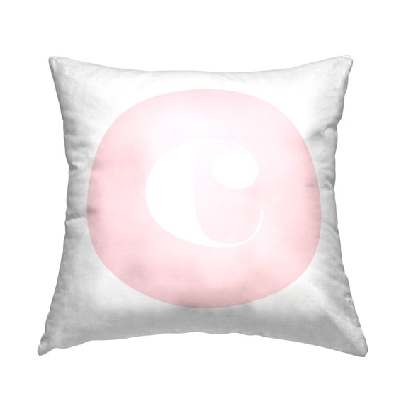 Stupell Industries Pink Circle Letter C Square Decorative Printed Throw Pillow, 18 x 18