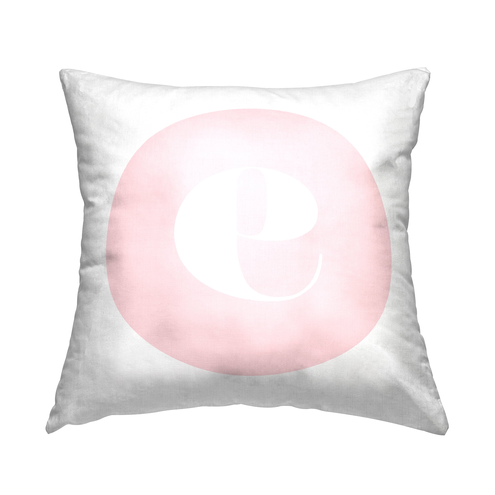 Stupell Industries Pink Circle Letter E Square Decorative Printed Throw Pillow, 18 x 18