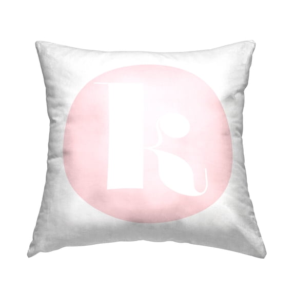 Stupell Industries Pink Circle Letter K Square Decorative Printed Throw Pillow, 18 x 18