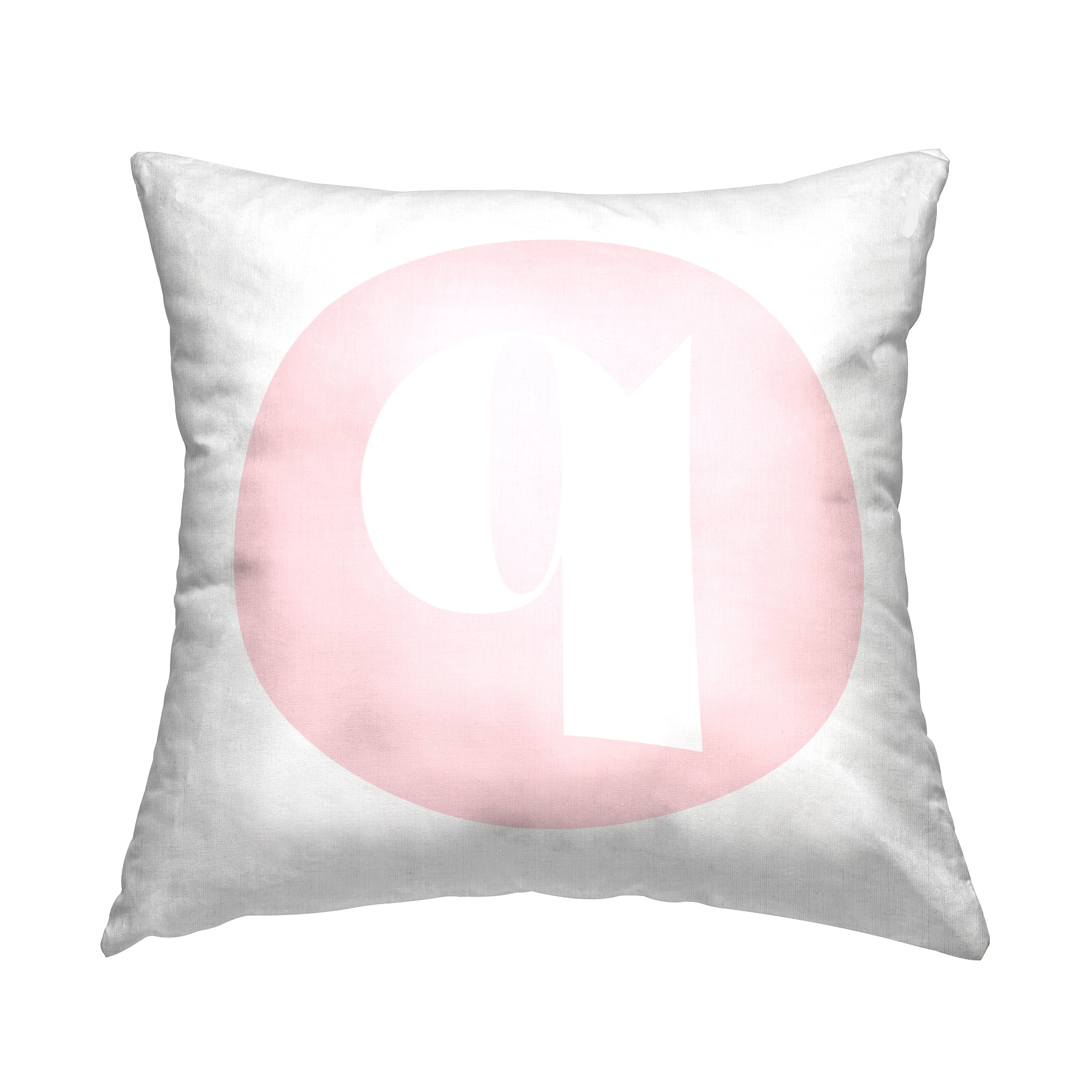 Stupell Industries Pink Circle Letter Q Square Decorative Printed Throw Pillow, 18 x 18