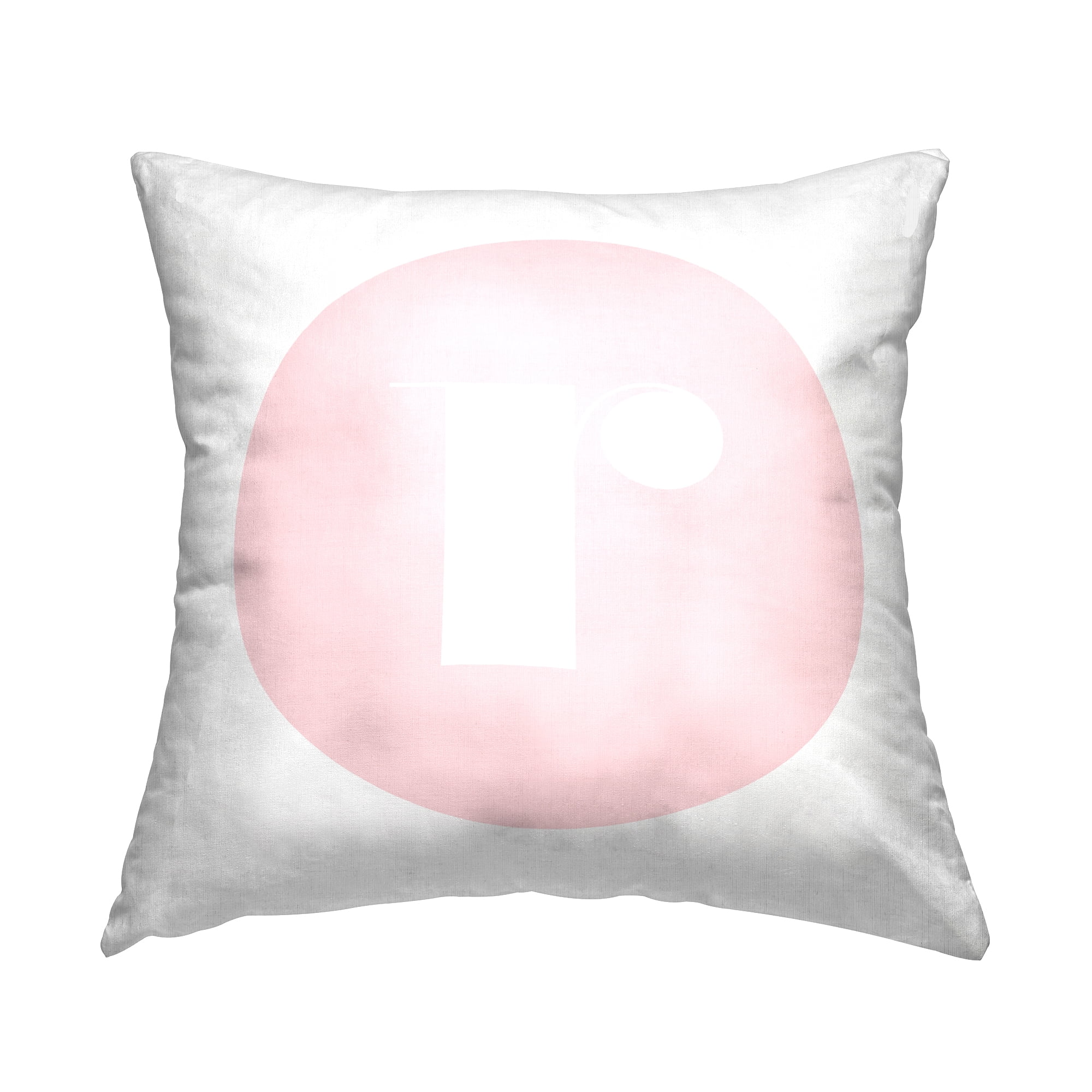 Stupell Industries Pink Circle Letter R Square Decorative Printed Throw Pillow, 18 x 18