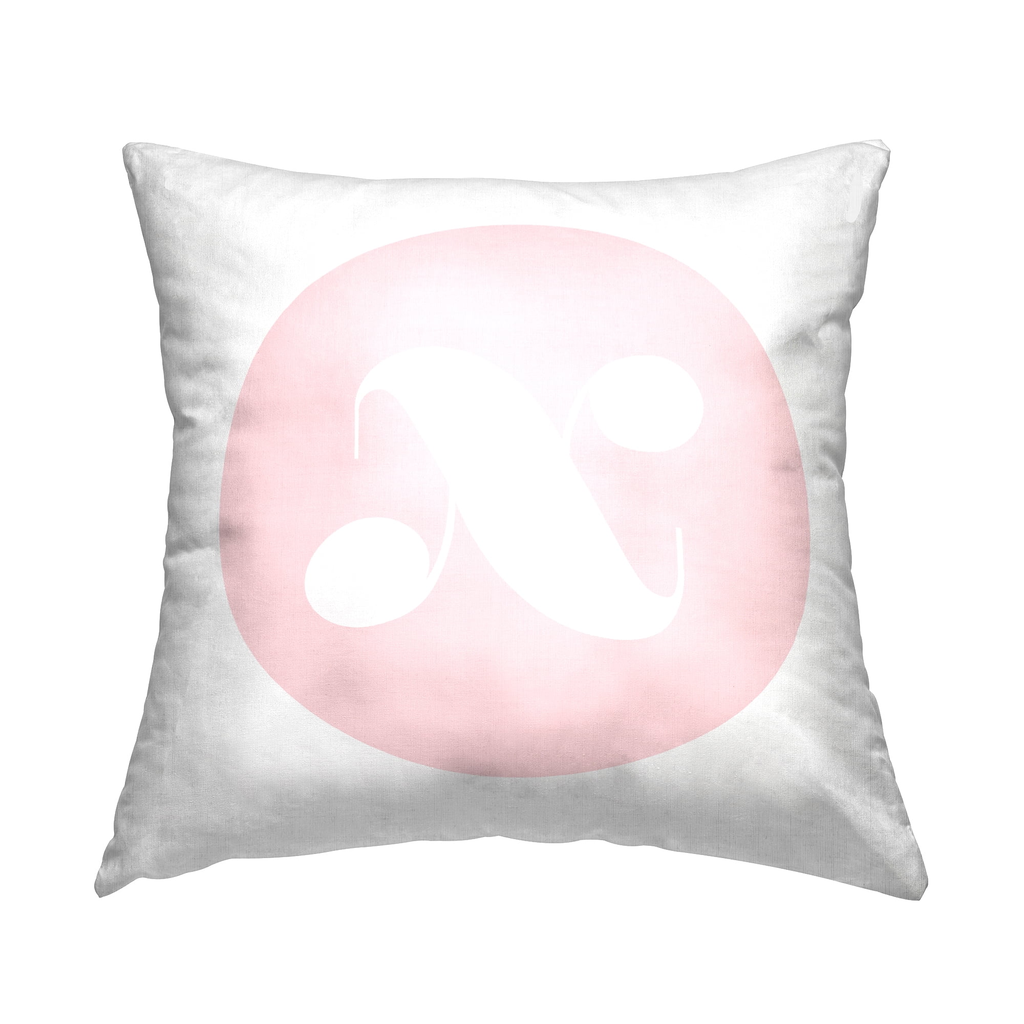 Stupell Industries Pink Circle Letter X Square Decorative Printed Throw Pillow, 18 x 18