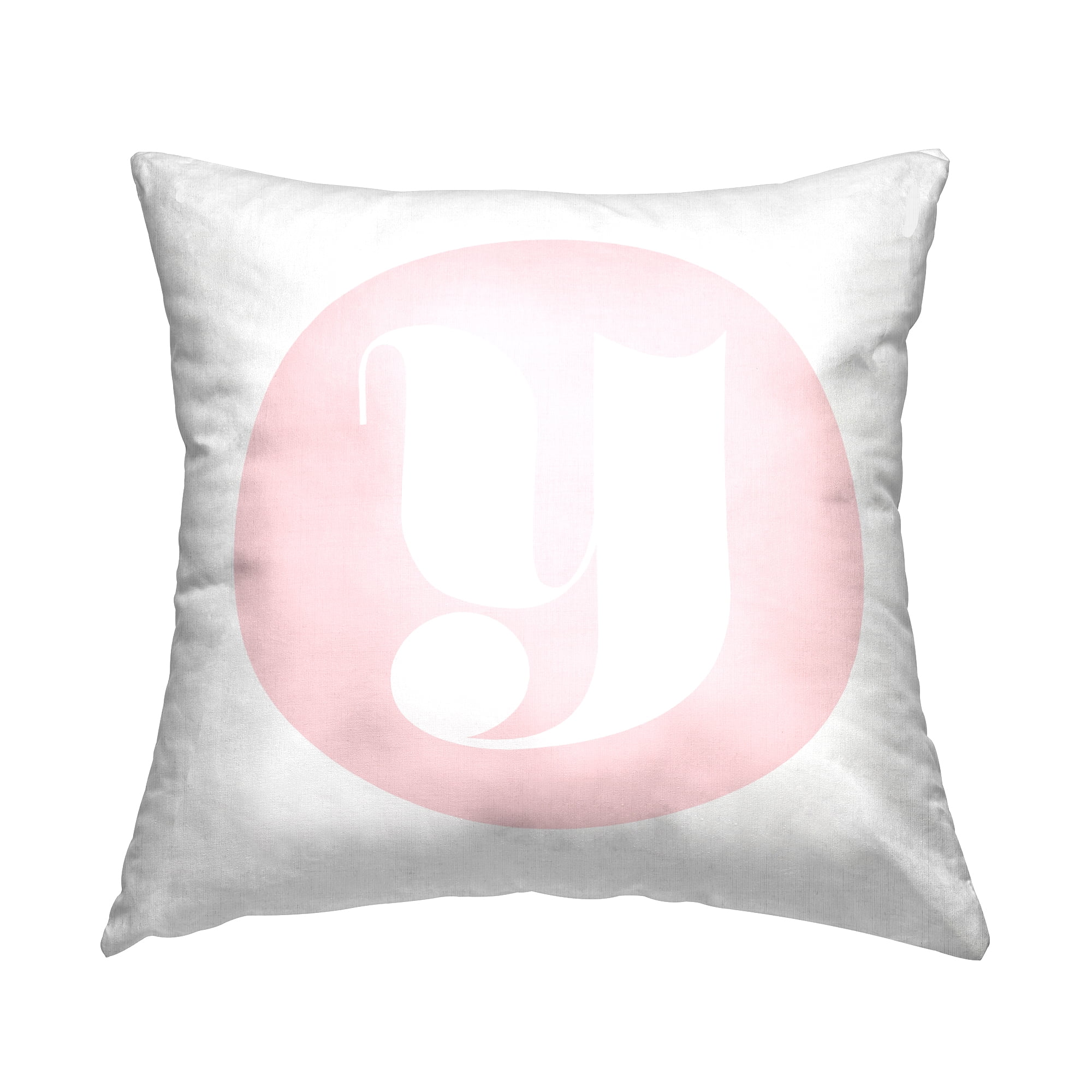 Stupell Industries Pink Circle Letter Y Square Decorative Printed Throw Pillow, 18 x 18