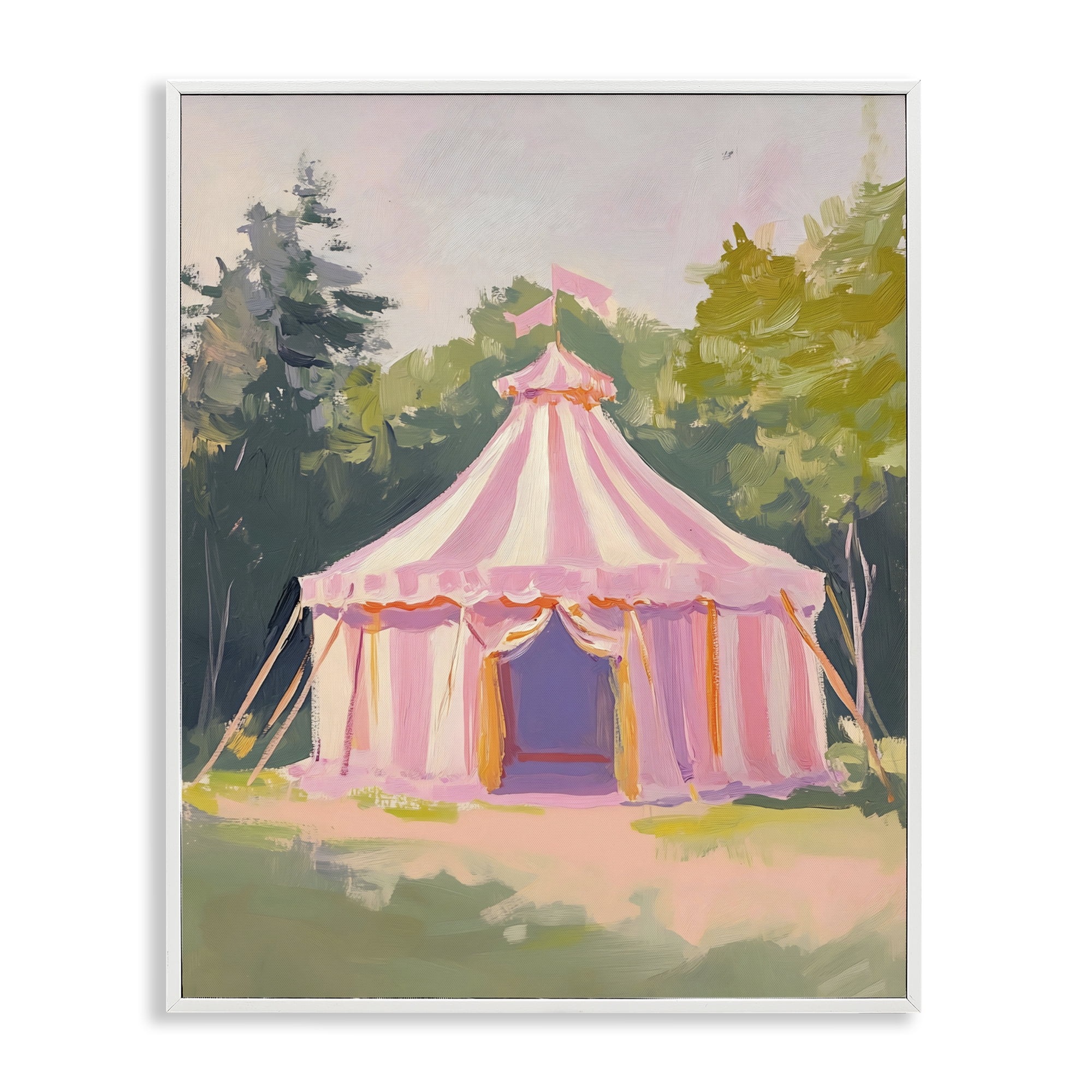 Stupell Industries Pink Circus Tent in Meadow White Framed Giclee Art, design by The Prints Vibe
