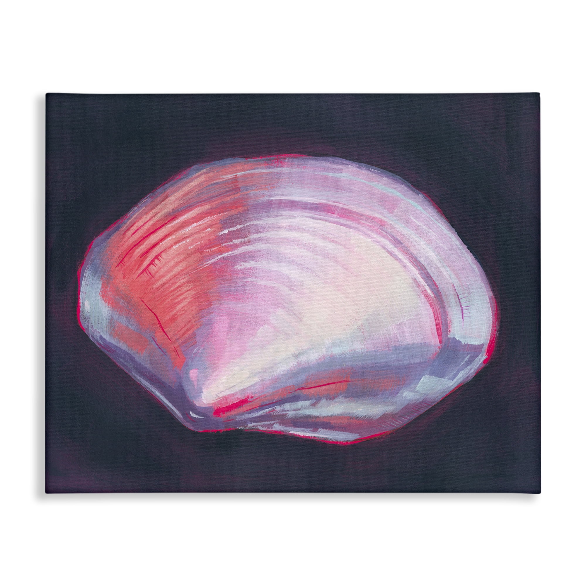 Stupell Industries Pink Clam on Black Animals & Insects Painting Gallery Wrapped Canvas Art Print Wall Art, 48 x 36