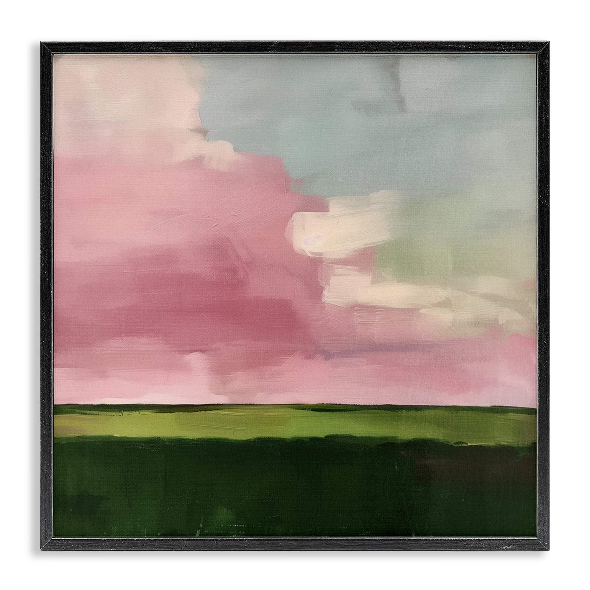 Stupell Industries Pink Clouds Sunrise Landscape & Nature Painting Black Framed Art Print Wall Art, 17 x 17