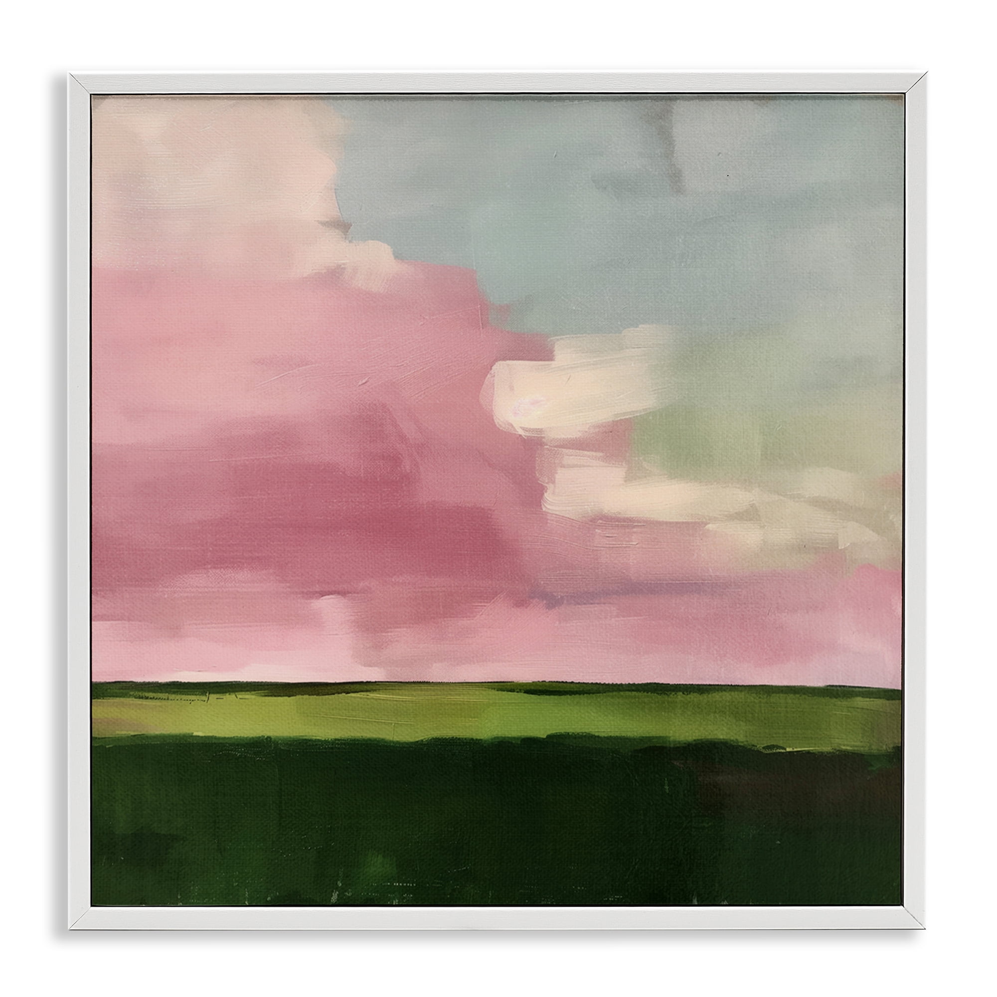 Stupell Industries Pink Clouds Sunrise Landscape & Nature Painting White Framed Art Print Wall Art, 12 x 12
