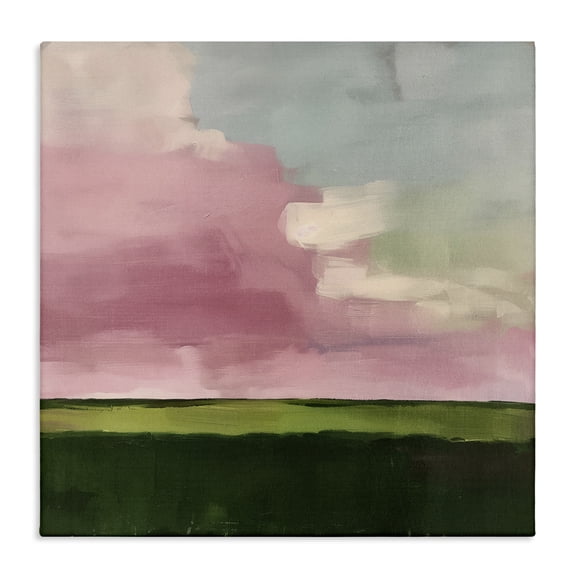 Stupell Industries Pink Clouds Sunrise Landscape & Nature Painting Wrapped Canvas Art Print Wall Art, 17 x 17