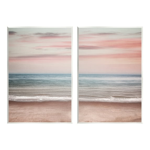Stupell Industries Pink Coastal Sunset Landscape Photography Unframed Art Print Wall Art, 13 x 19