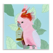 Stupell Industries Pink Cockatoo with Leaves Animals Painting Unframed Art Print Wall Art, 12 x 12