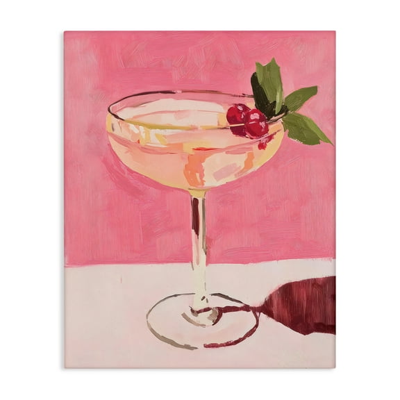 Stupell Industries Pink Cocktail & Cherries Canvas Wall Art design by Riley B, 48 x 36