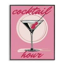 Stupell Industries Pink Cocktail Hour Food & Beverage Painting Black Framed Art Print Wall Art, 11 x 14