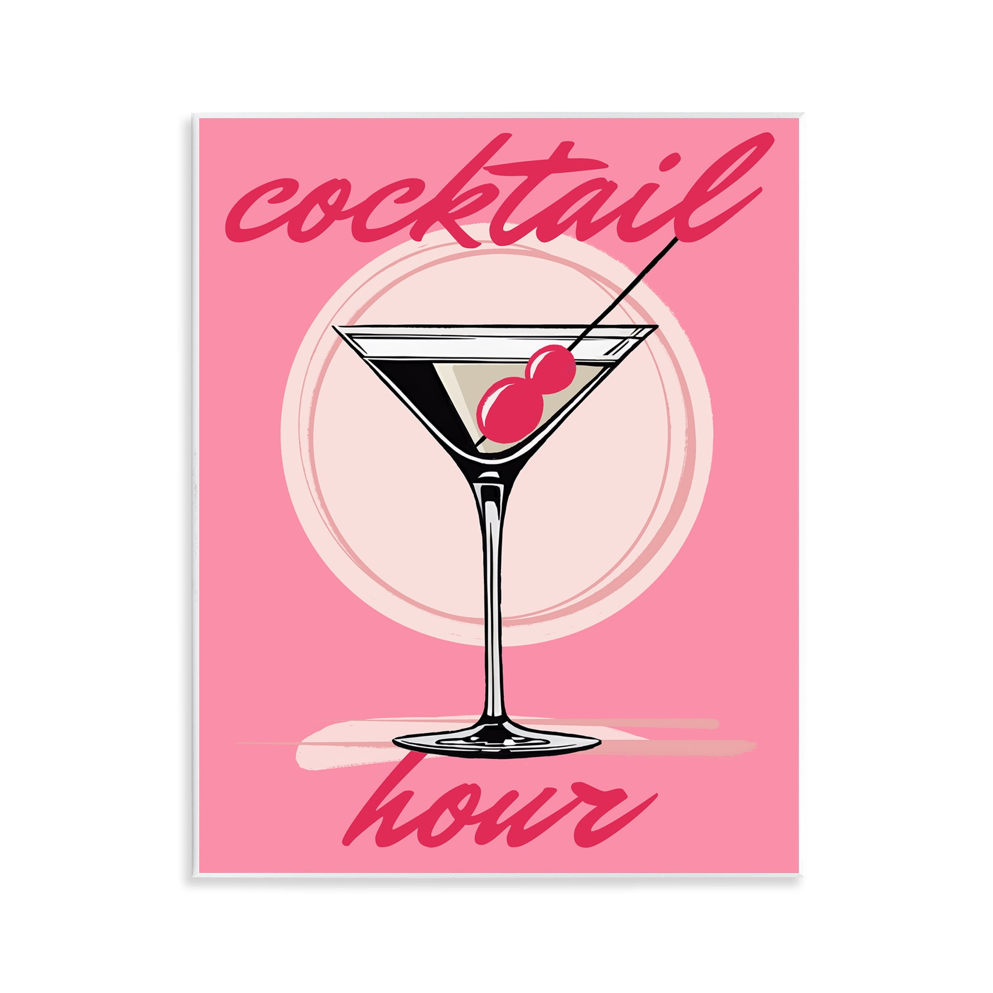 Stupell Industries Pink Cocktail Hour Food & Beverage Painting Unframed Art Print Wall Art, 11 x 14