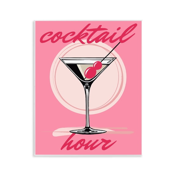 Stupell Industries Pink Cocktail Hour Food & Beverage Painting Unframed Art Print Wall Art, 11 x 14