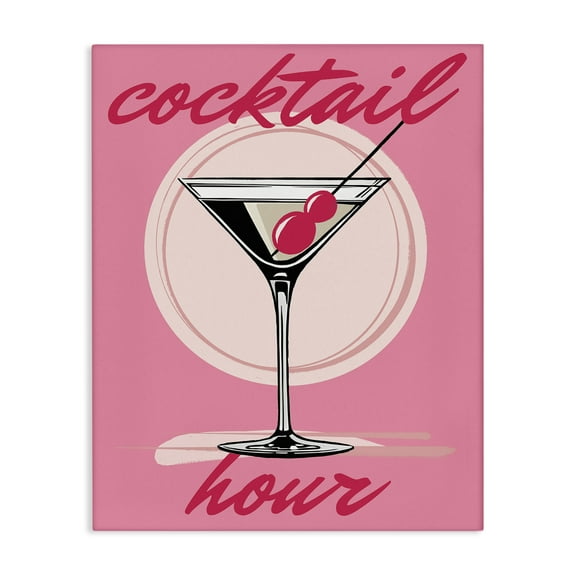 Stupell Industries Pink Cocktail Hour Food & Beverage Painting Wrapped Canvas Art Print Wall Art, 16 x 20