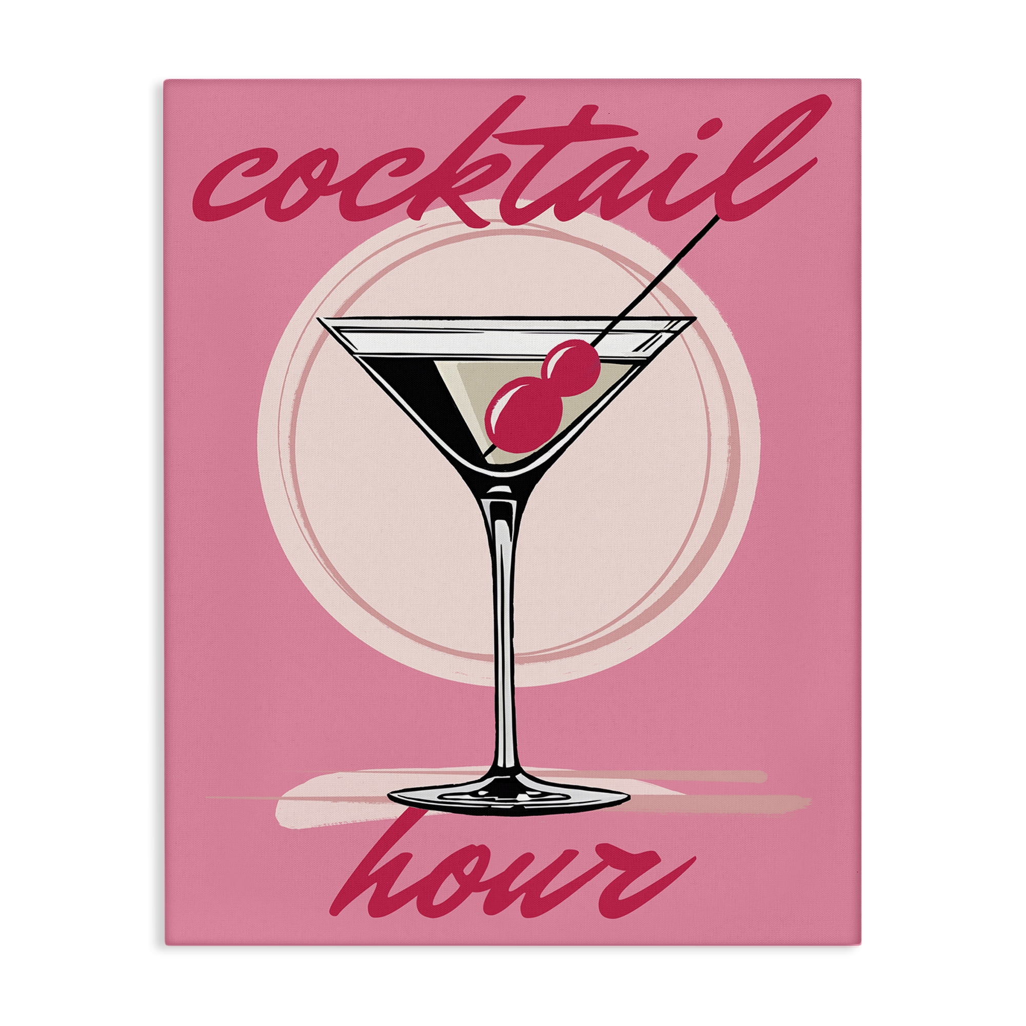 Stupell Industries Pink Cocktail Hour Food & Beverage Painting Wrapped Canvas Art Print Wall Art, 36 x 48