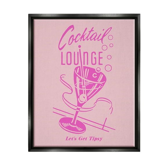 Stupell Industries Pink Cocktail Lounge Food & Beverage Painting Black Floater Framed Canvas Art Print Wall Art, 17 x 21