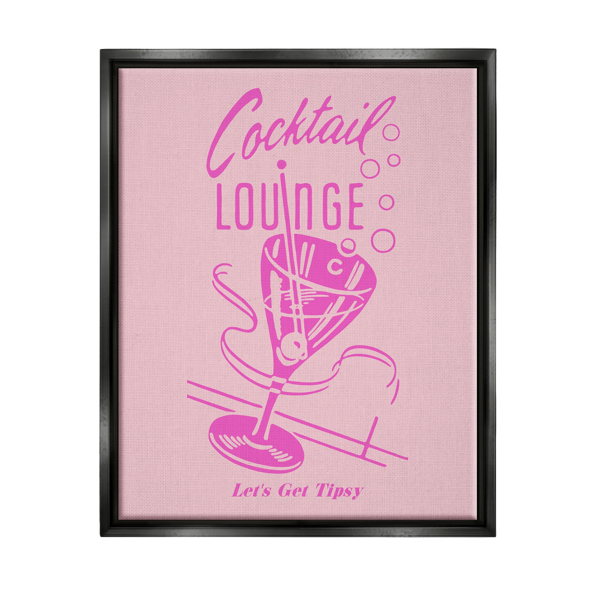 Stupell Industries Pink Cocktail Lounge Food & Beverage Painting Black Floater Framed Canvas Art Print Wall Art, 25 x 31