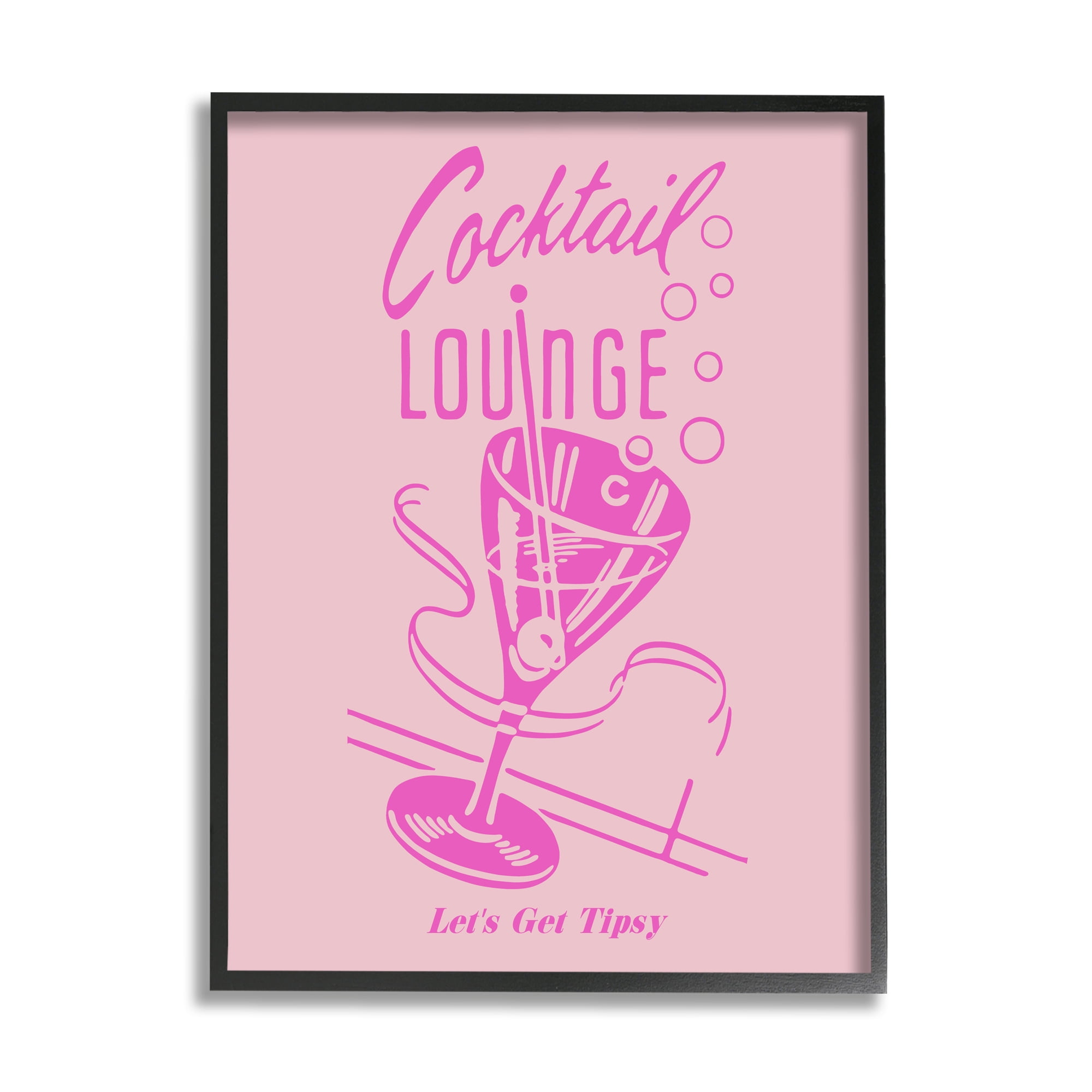 Stupell Industries Pink Cocktail Lounge Food & Beverage Painting Black Framed Art Print Wall Art, 24 x 30