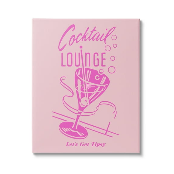 Stupell Industries Pink Cocktail Lounge Food & Beverage Painting Gallery Wrapped Canvas Art Print Wall Art, 36 x 48