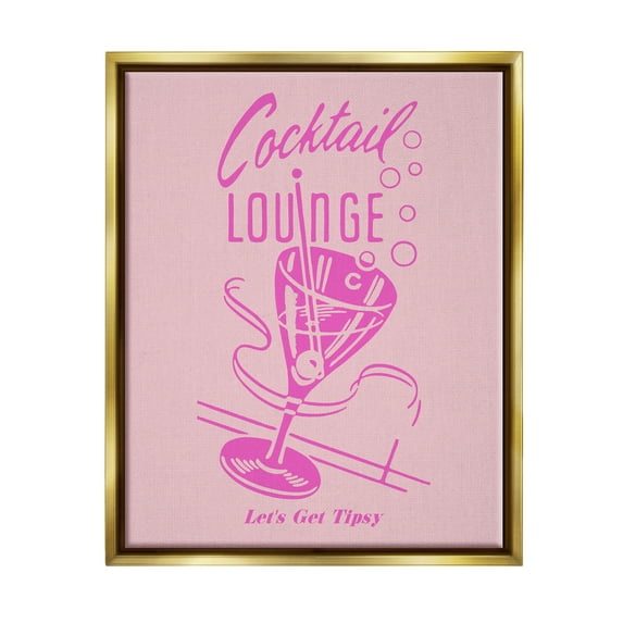 Stupell Industries Pink Cocktail Lounge Food & Beverage Painting Gold Floater Framed Canvas Art Print Wall Art, 17 x 21