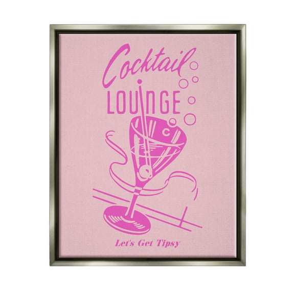 Stupell Industries Pink Cocktail Lounge Food & Beverage Painting Gray Floater Framed Canvas Art Print Wall Art, 25 x 31