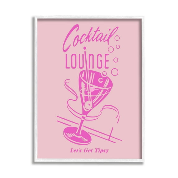 Stupell Industries Pink Cocktail Lounge Food & Beverage Painting White Framed Art Print Wall Art, 16 x 20