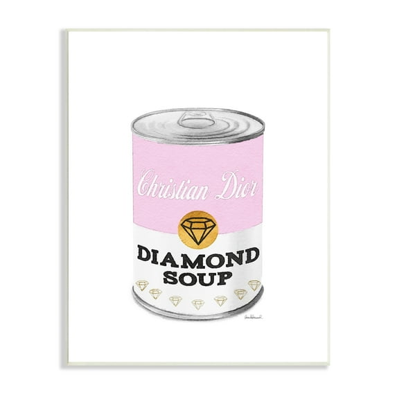 Stupell Industries Pink Condensed Soup Can Diamond Pop Fashion Glam, 10 x 15, Design by Amanda Greenwood