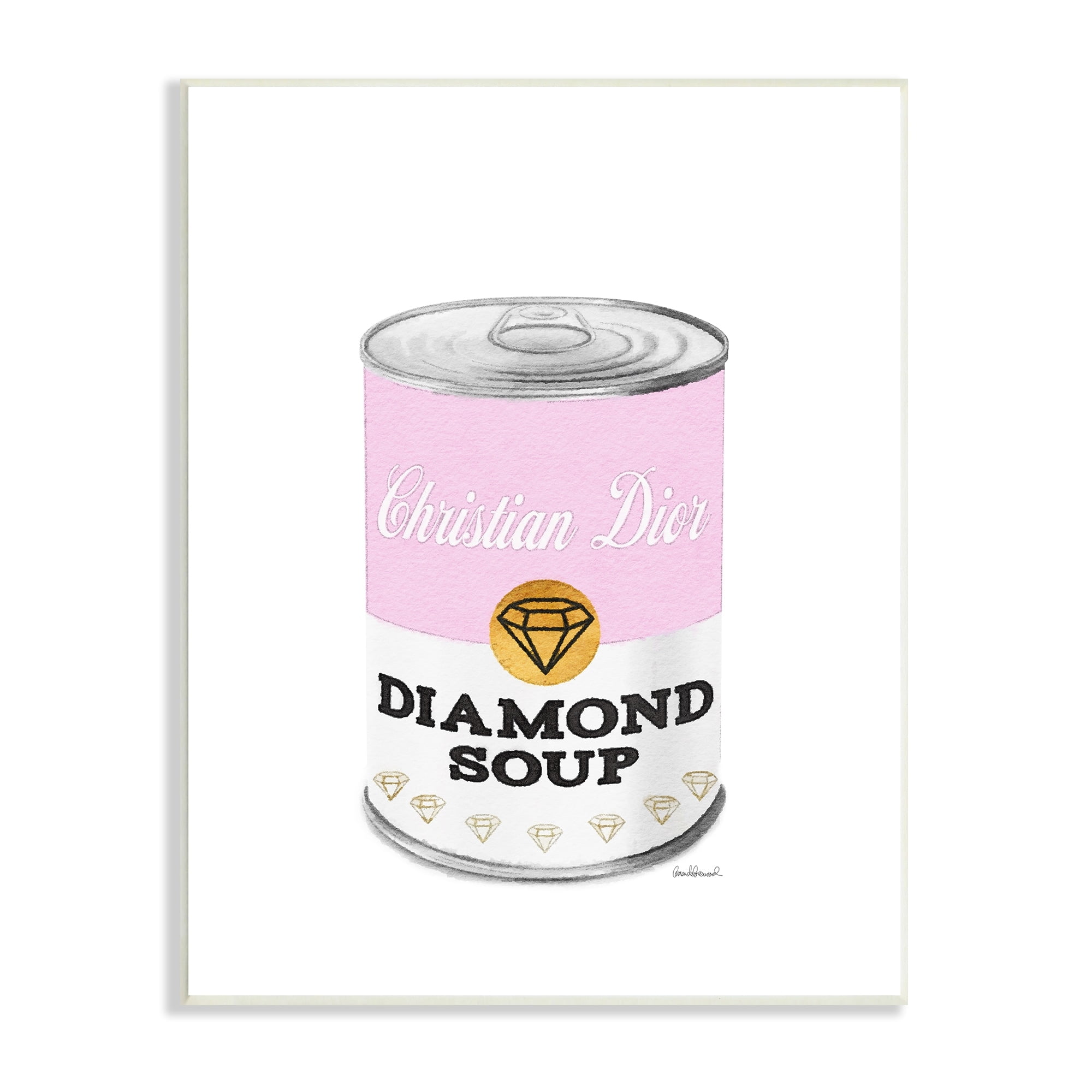 Stupell Industries Pink Condensed Soup Can Diamond Pop Fashion Glam, 13 x 19, Design by Amanda Greenwood